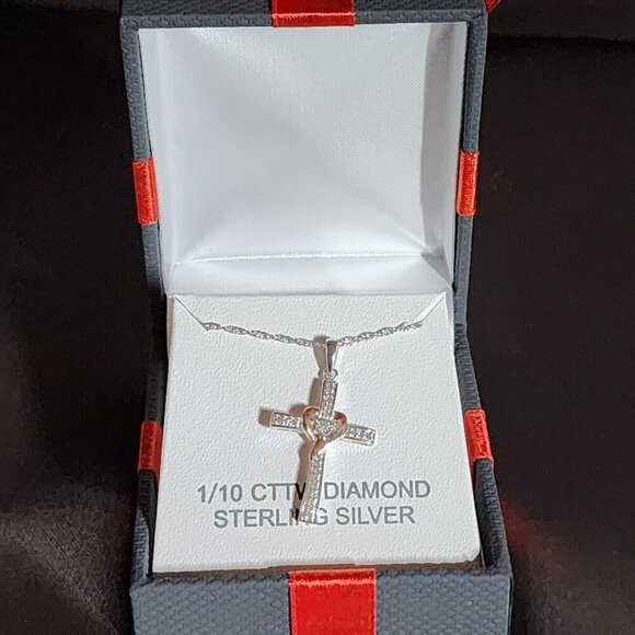 NWT 1/10 CT. T.W. Natural White Diamond 14K Two Tone Gold Over Silver Necklace - Picture 5 of 7